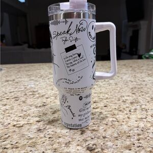 Insulated Tumbler White With Handle Lid Taylor Swift  Music Celebrity Theme 40oz
